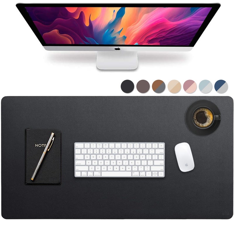 Vine Creations Leather Desk Mat 32" x 17", Desk Protector Mat, PU Leather Desk Pad, Large Mouse Pad, Desk Blotter, Desk Pads on Top of Desks, Desk Matt for Desktop, Home Office Desk Mat (Black) - Image 1